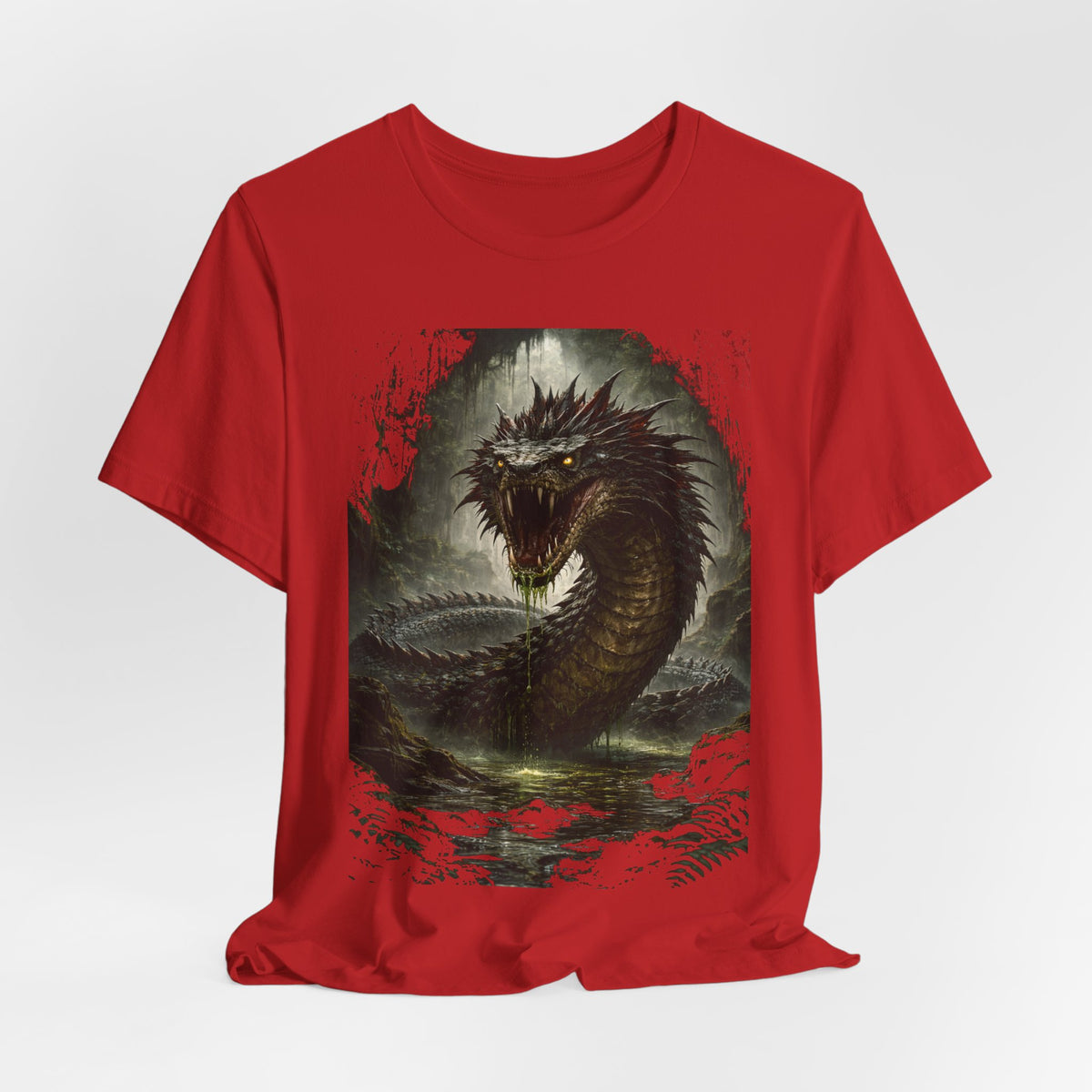 Basilisk Sea Serpent Graphic Tee — Dark Mythical Dragon Shirt