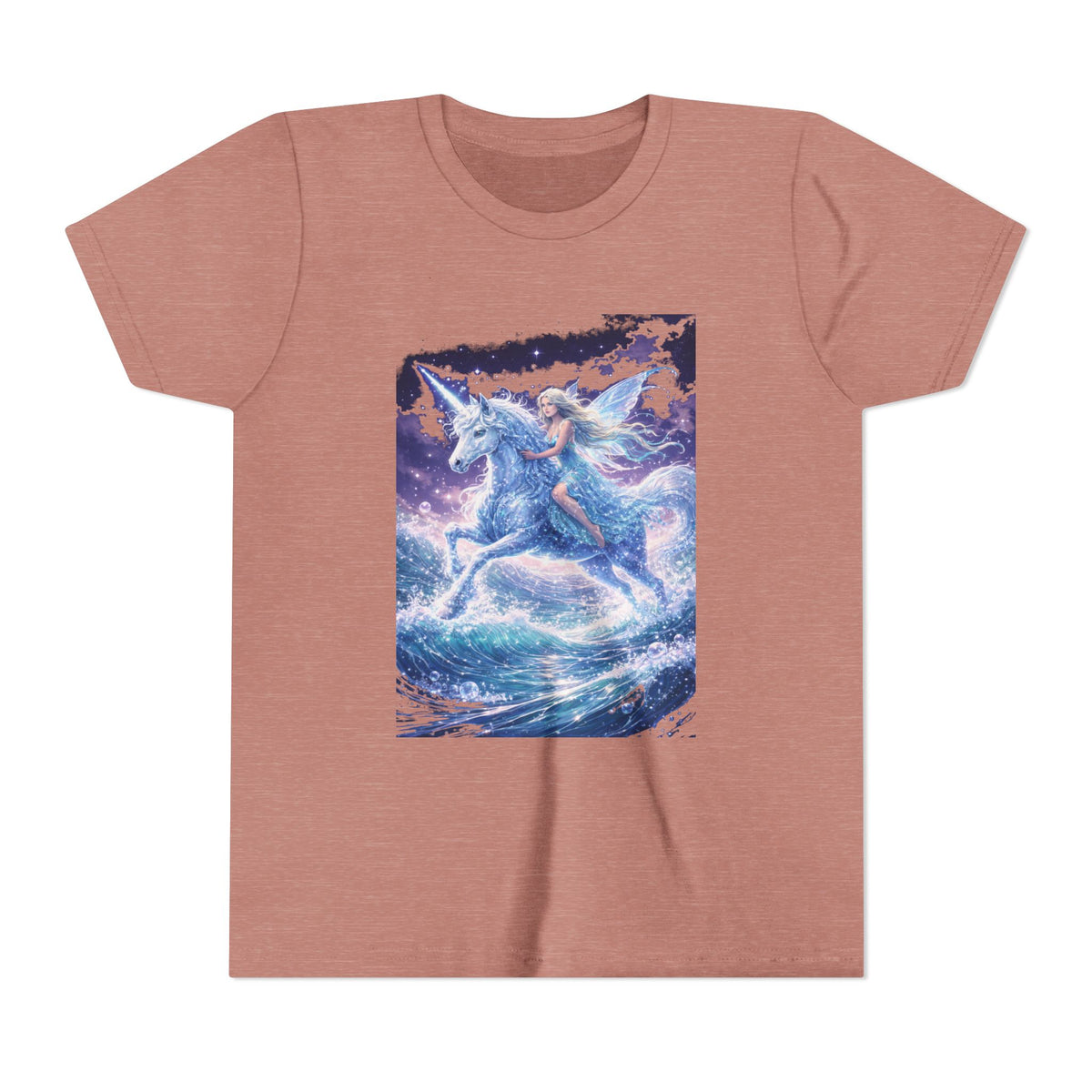 Youth Unicorn Tee — Magical Riding Mermaid on Ocean Wave