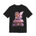 Fairy on Mushroom T-Shirt — Cute Pink Butterfly Fairy Graphic Tee for Kids & Adults