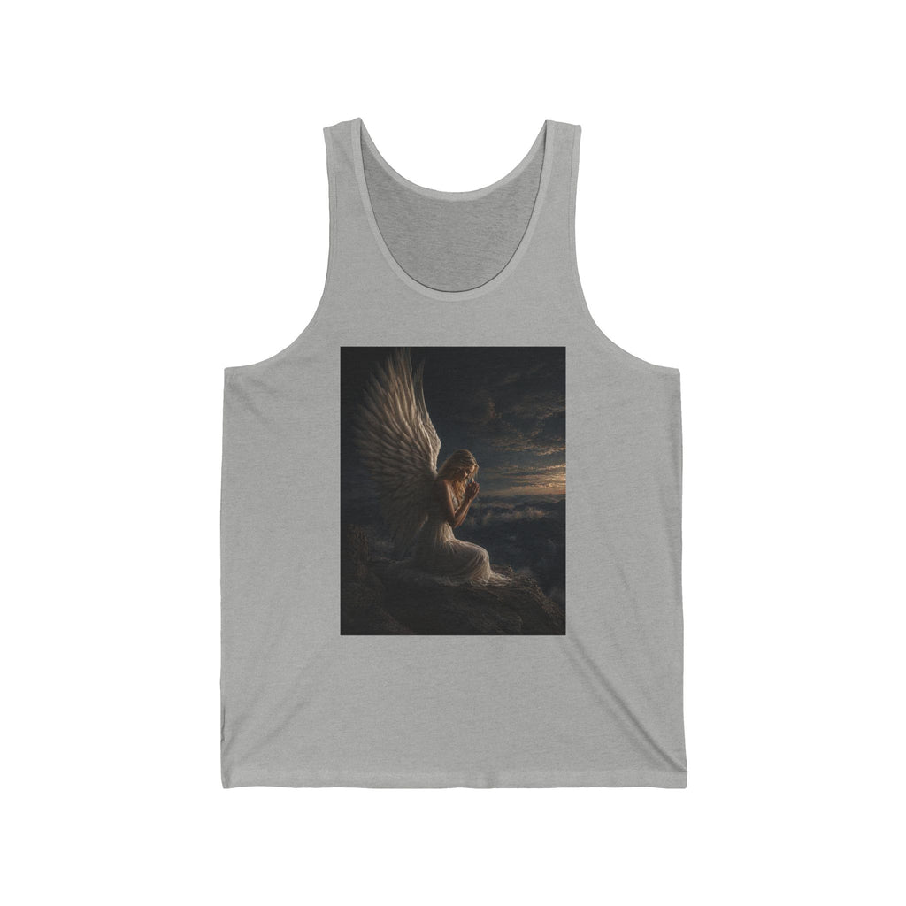 Angel Nightscape Tank Top — Praying Angel Graphic Jersey Tank