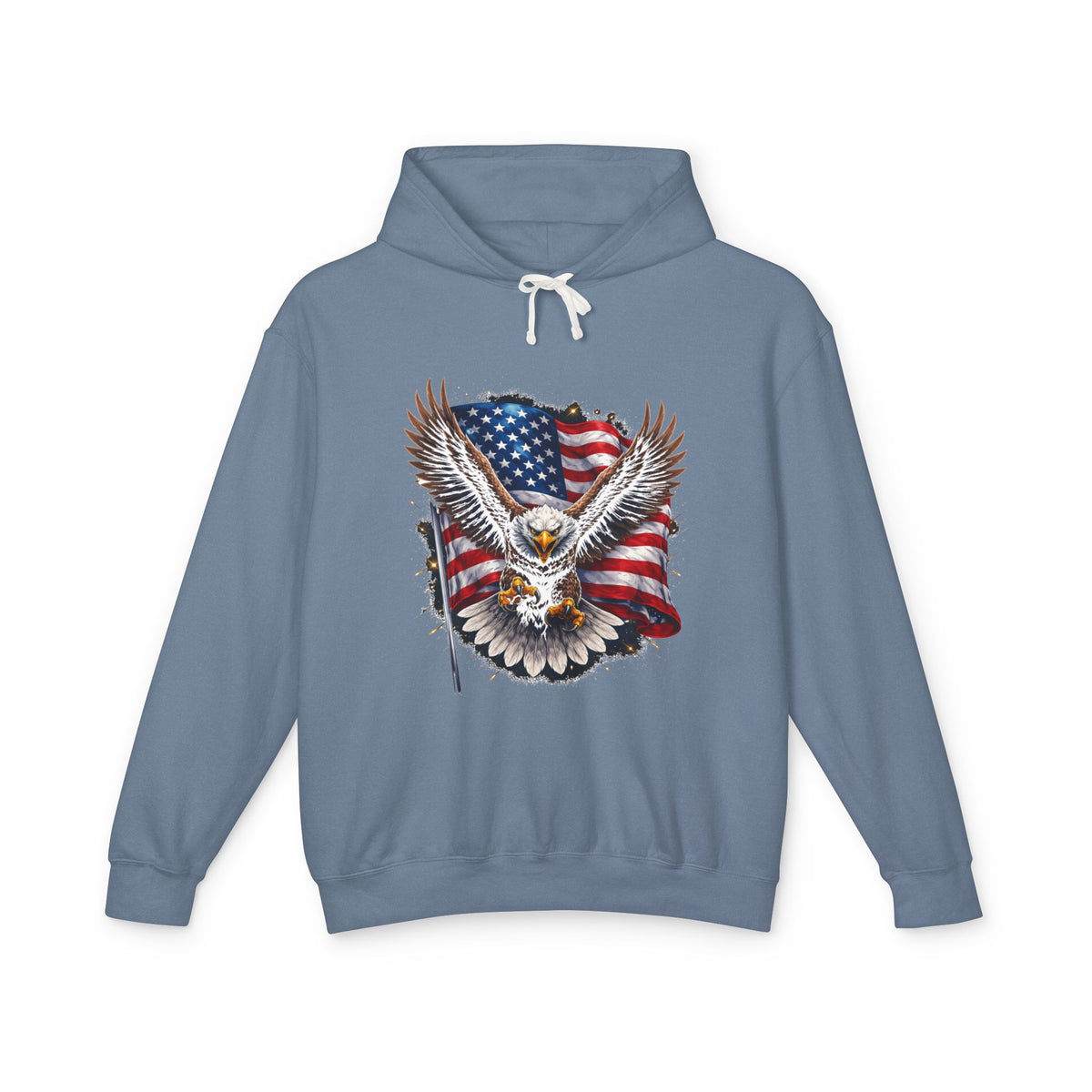American Eagle Hoodie — Patriotic Bald Eagle with USA Flag Graphic