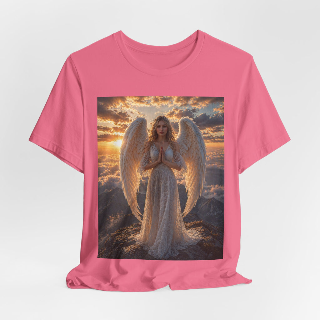Angel Wings T-Shirt — Serene Praying Angel Graphic Tee for Spiritual & Religious Gifts