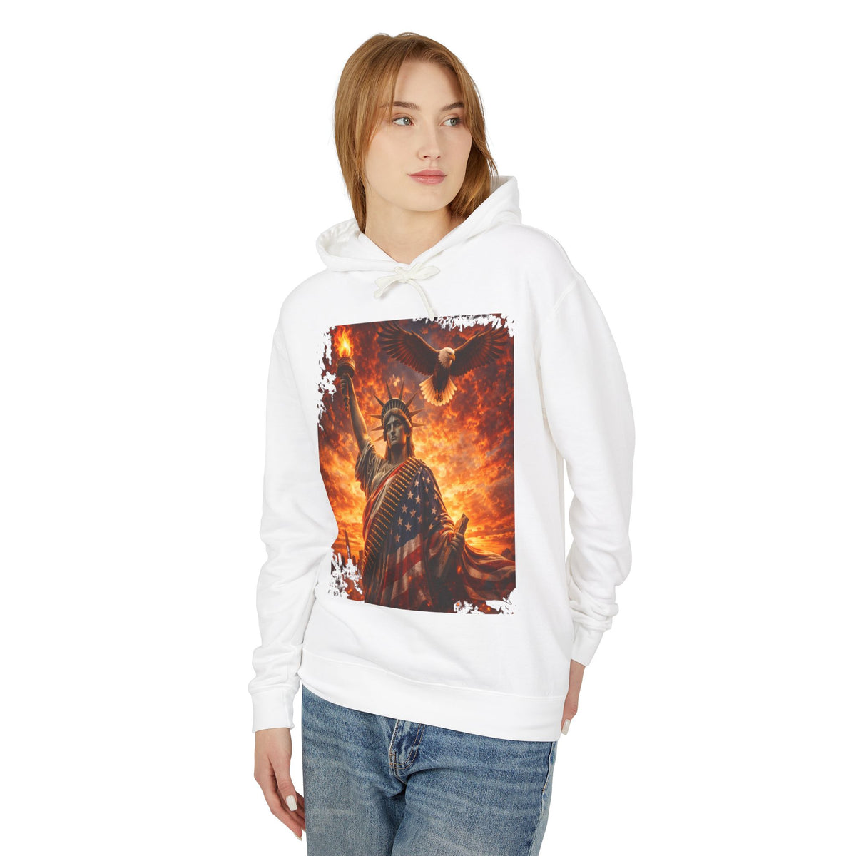 Statue of Liberty American Flag Hoodie — Patriotic Liberty Eagle Sweatshirt