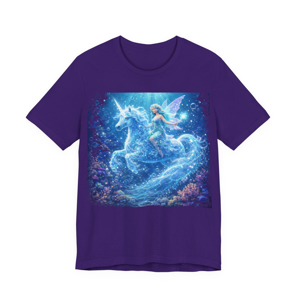 Mystical Blue Unicorn & Fairy Tee — Fantasy Magic Horse T-Shirt