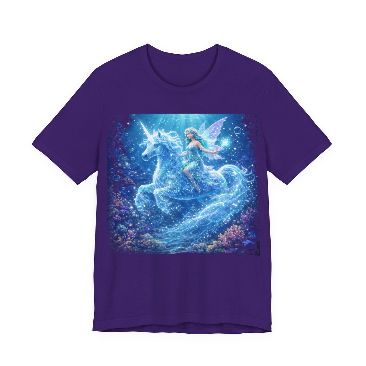 Mystical Blue Unicorn & Fairy Tee — Fantasy Magic Horse T-Shirt