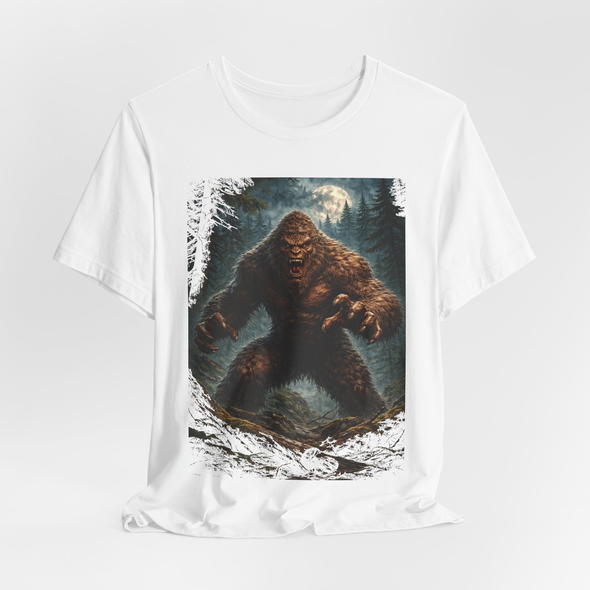 Bigfoot Monster Graphic T-Shirt — Sasquatch Forest Night Tee