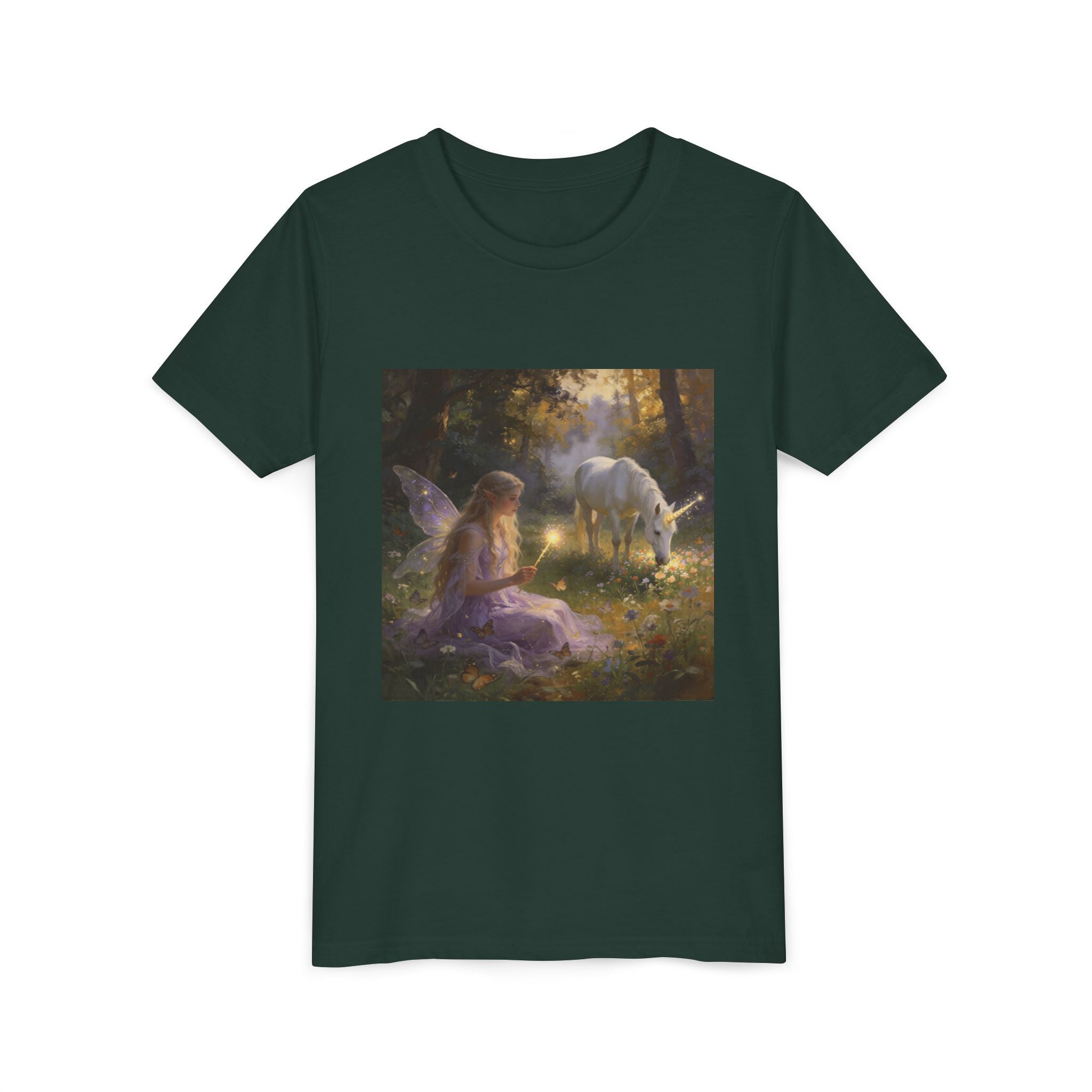 Youth Tee — Fairy and Unicorn Enchanted Forest Design
