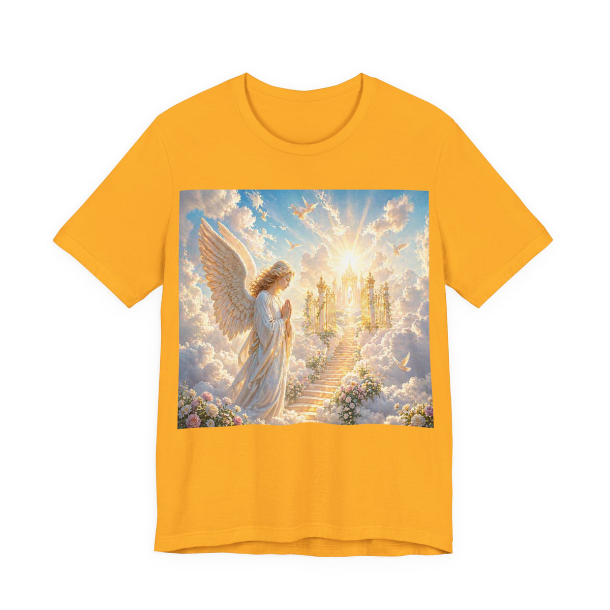 Heavenly Angel Stairway T-Shirt — Serene Christian Faith Tee