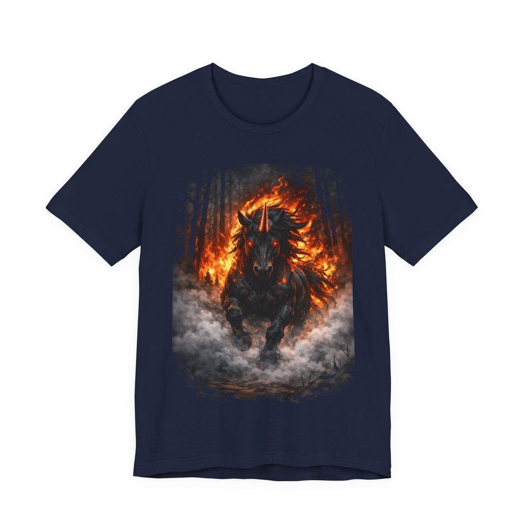 Fiery Stallion Graphic Tee — Burning Horse Fantasy T-Shirt