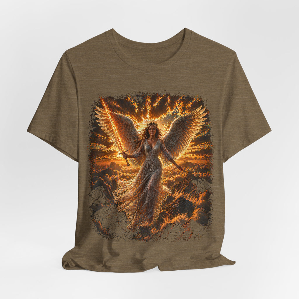 Angel Wings Graphic Tee — Fiery Guardian Angel Design