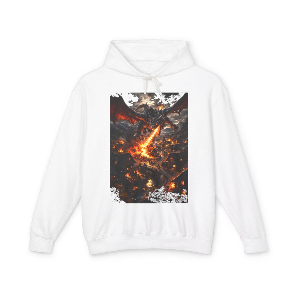 Dragon Fire Graphic Hoodie — Fantasy Lava Dragon Illustration Sweatshirt
