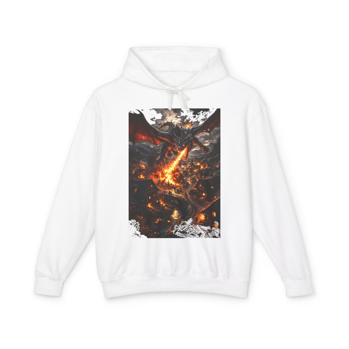 Dragon Fire Graphic Hoodie — Fantasy Lava Dragon Illustration Sweatshirt