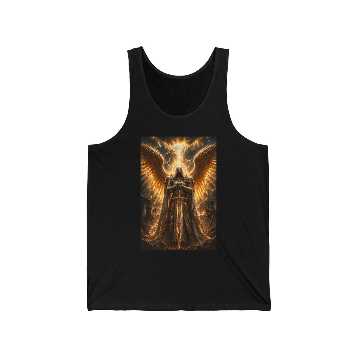 Angel of Fire Tank Top — Fiery Gothic Angel Graphic Tank
