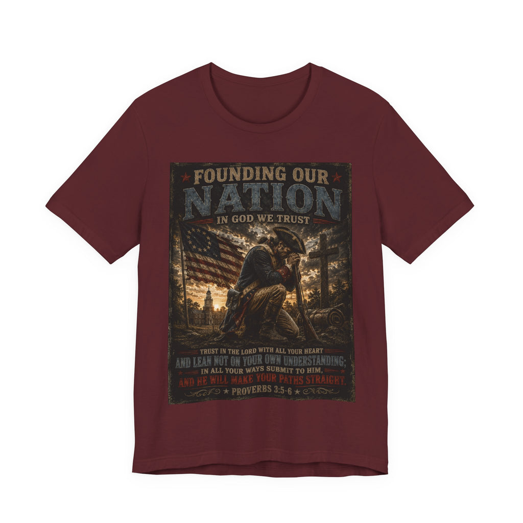 Founding Our Nation Eagle T-Shirt — "In God We Trust" Patriotic Christian Tee