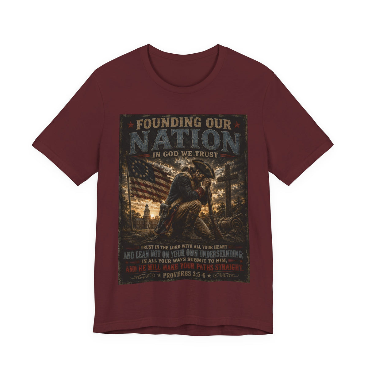 Founding Our Nation Eagle T-Shirt — "In God We Trust" Patriotic Christian Tee