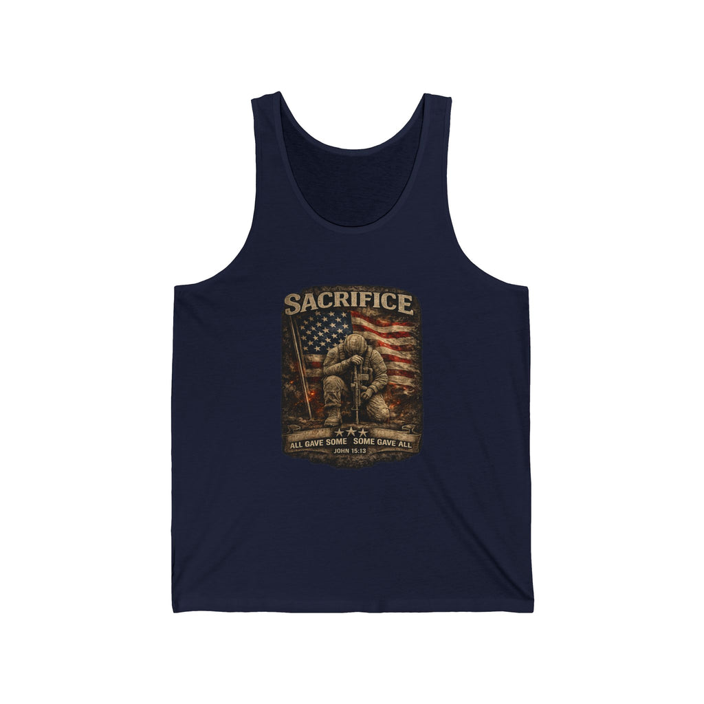 Sacrifice Military Tank Top — American Flag Veteran Tribute Jersey