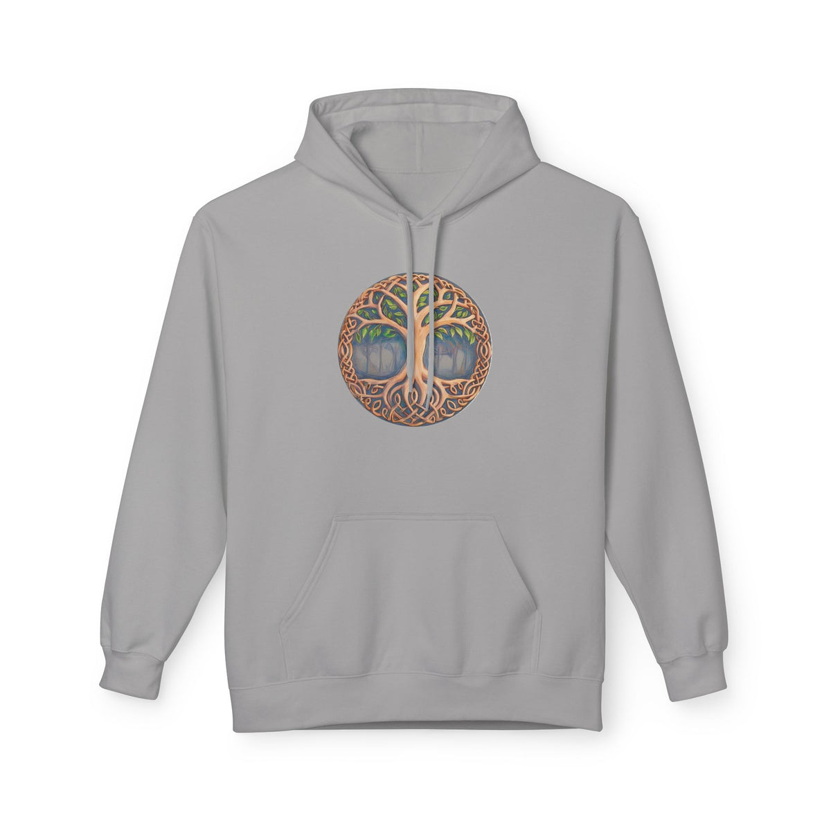Yggdrasil Tree of Life Cotton Hoodie — Botanical Circle Art Sweatshirt