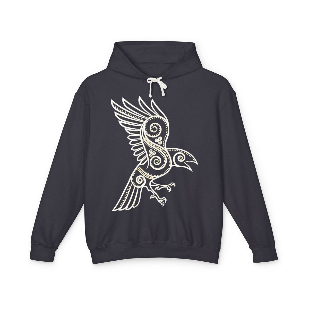 Celtic Raven Hoodie — Tribal Norse Bird Design Lightweight Pullover