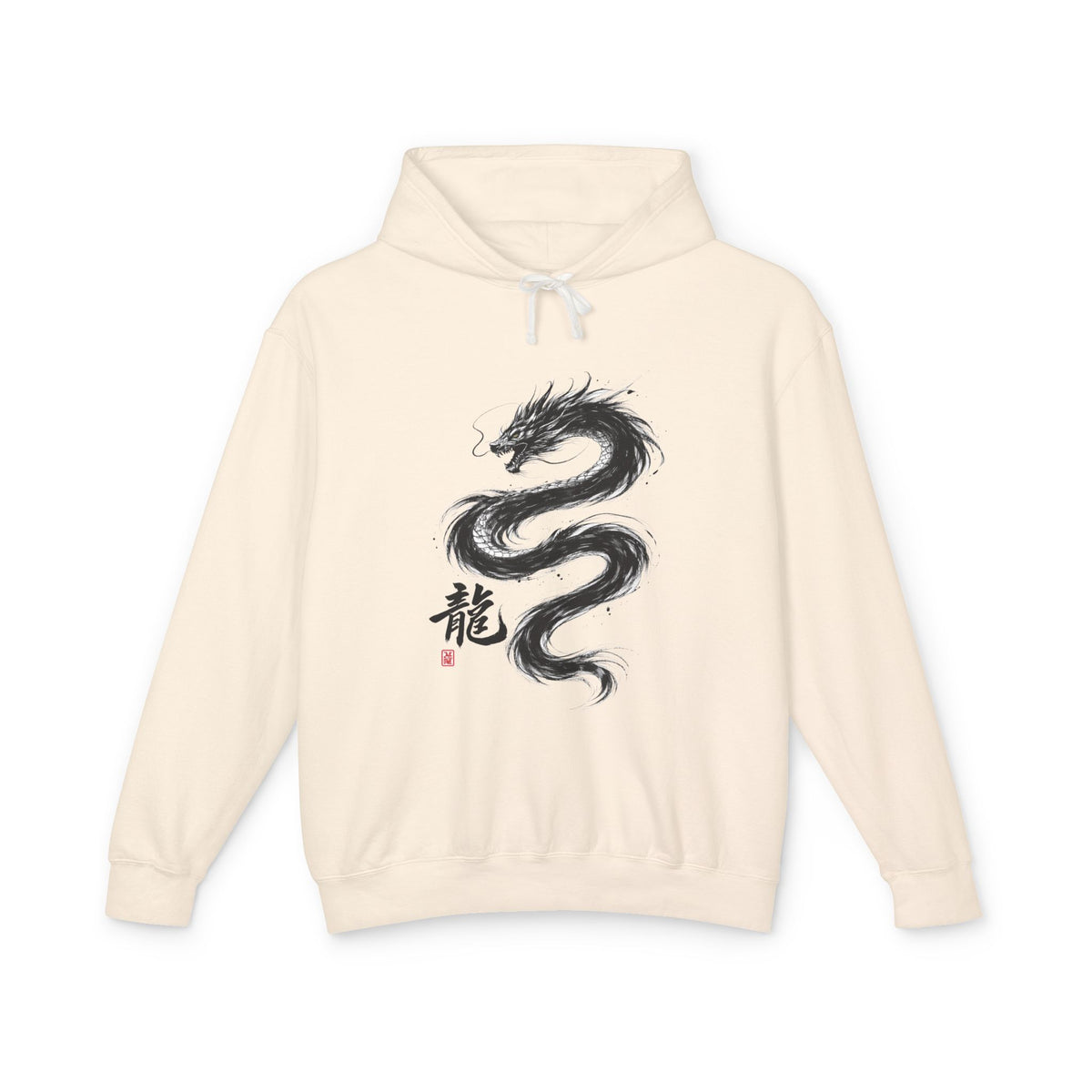 Dragon Ink Hoodie — Oriental Brush Stroke Dragon Sweatshirt