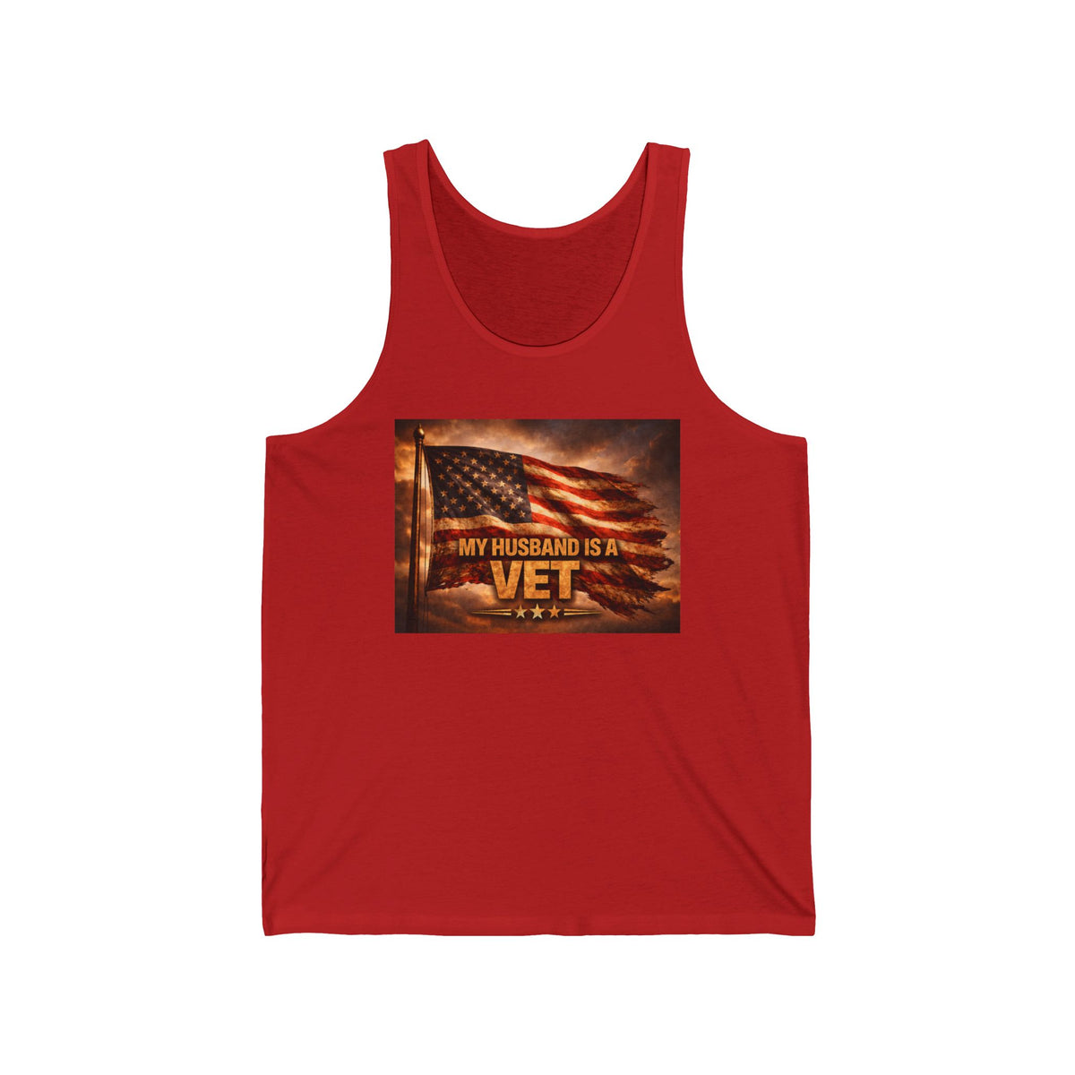 My Husband Is a Vet American Flag Tank Top – Patriotic Military Support Shirt