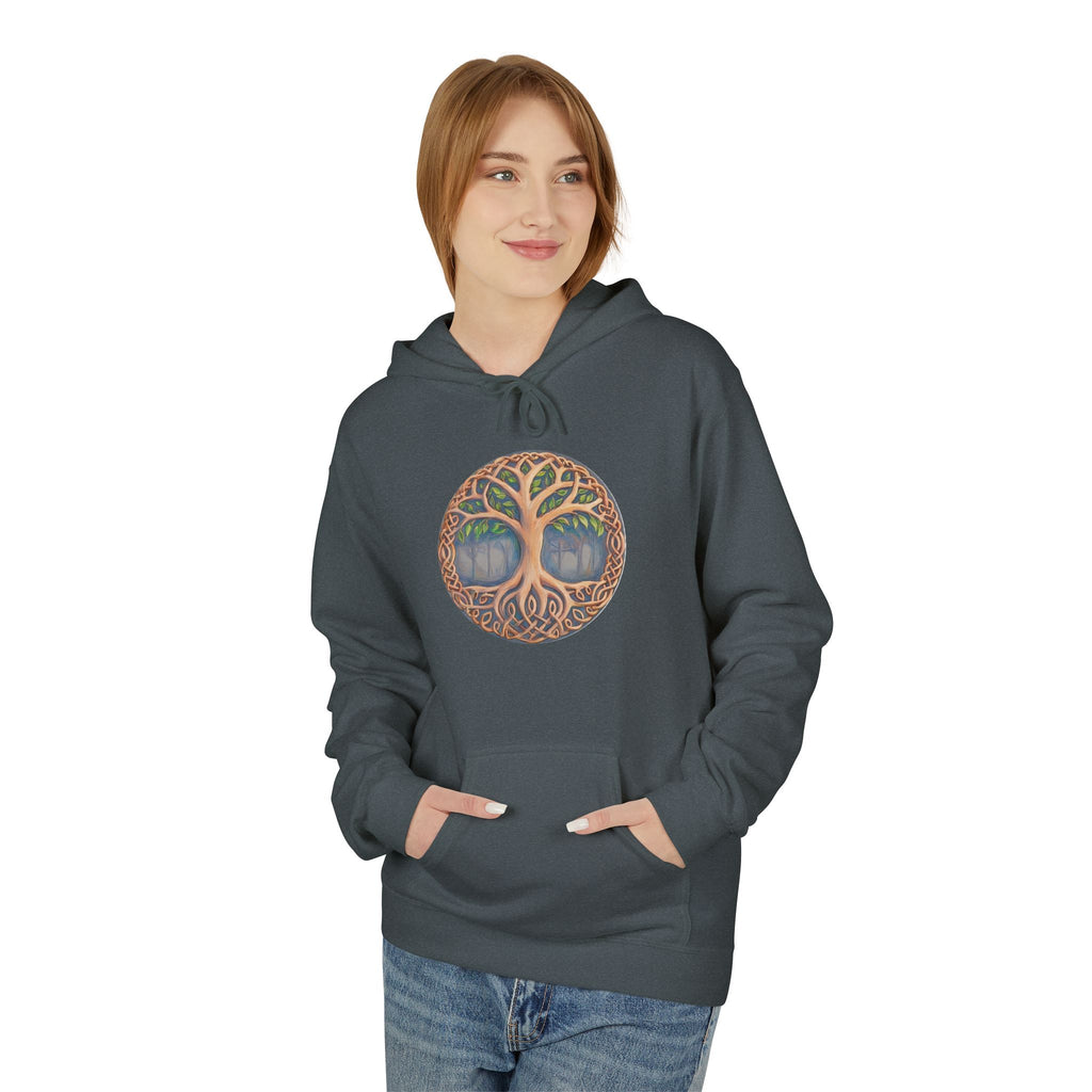 Yggdrasil Tree of Life Cotton Hoodie — Botanical Circle Art Sweatshirt