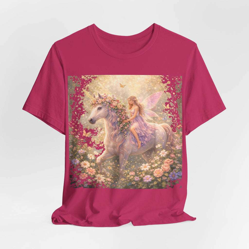 Fairy and Unicorn Tee — Whimsical Garden Fantasy T-Shirt