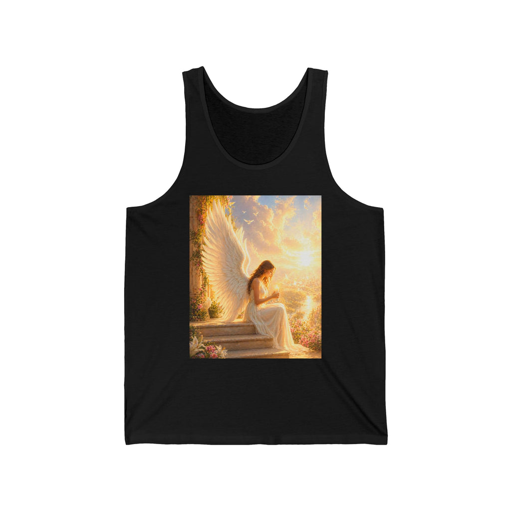 Angel Wings Tank Top — Serene Guardian Sunset Graphic Tank