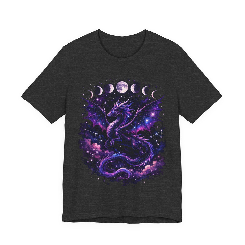 Celestial Moonphase Dragon T-Shirt — Purple Galaxy Fantasy Tee