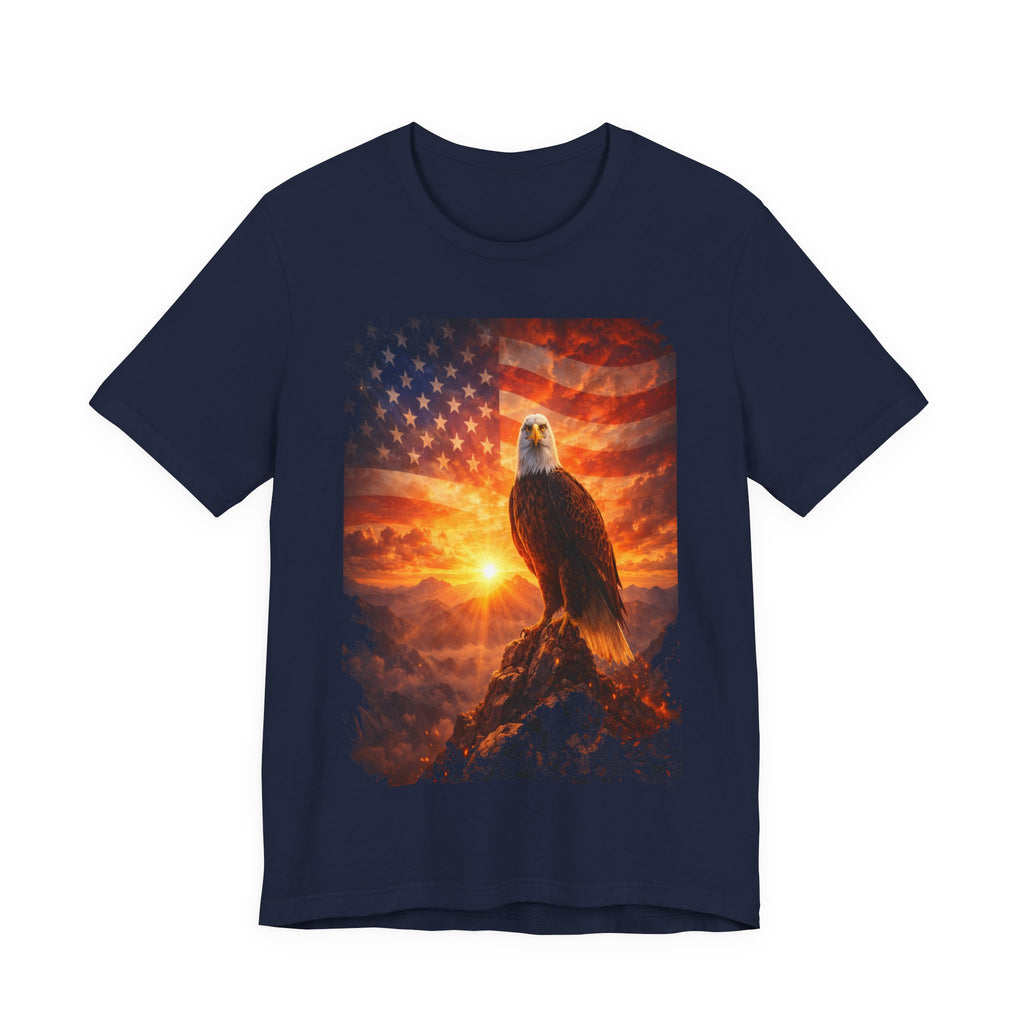 Patriotic Eagle T-Shirt – American Flag Sunrise Graphic Tee