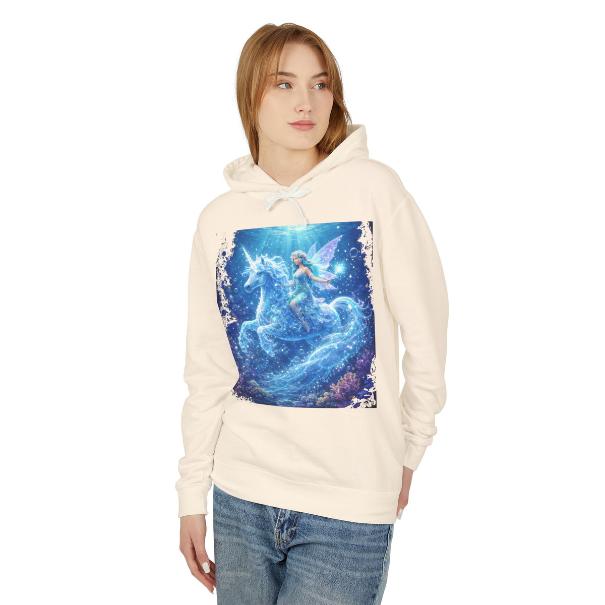 Magical Unicorn & Fairy Hoodie — Starry Blue Fantasy Sweatshirt