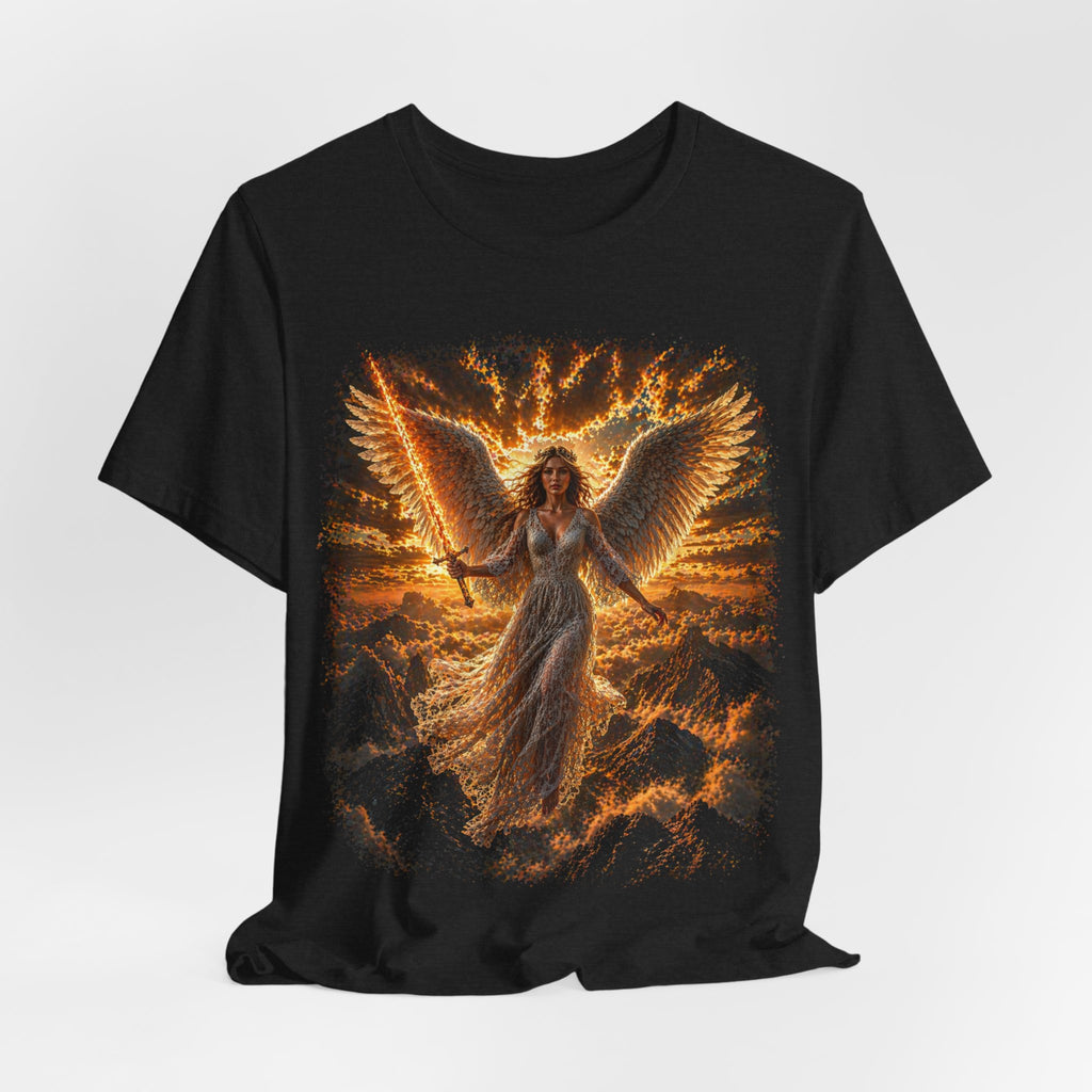 Angel Wings Graphic Tee — Fiery Guardian Angel Design