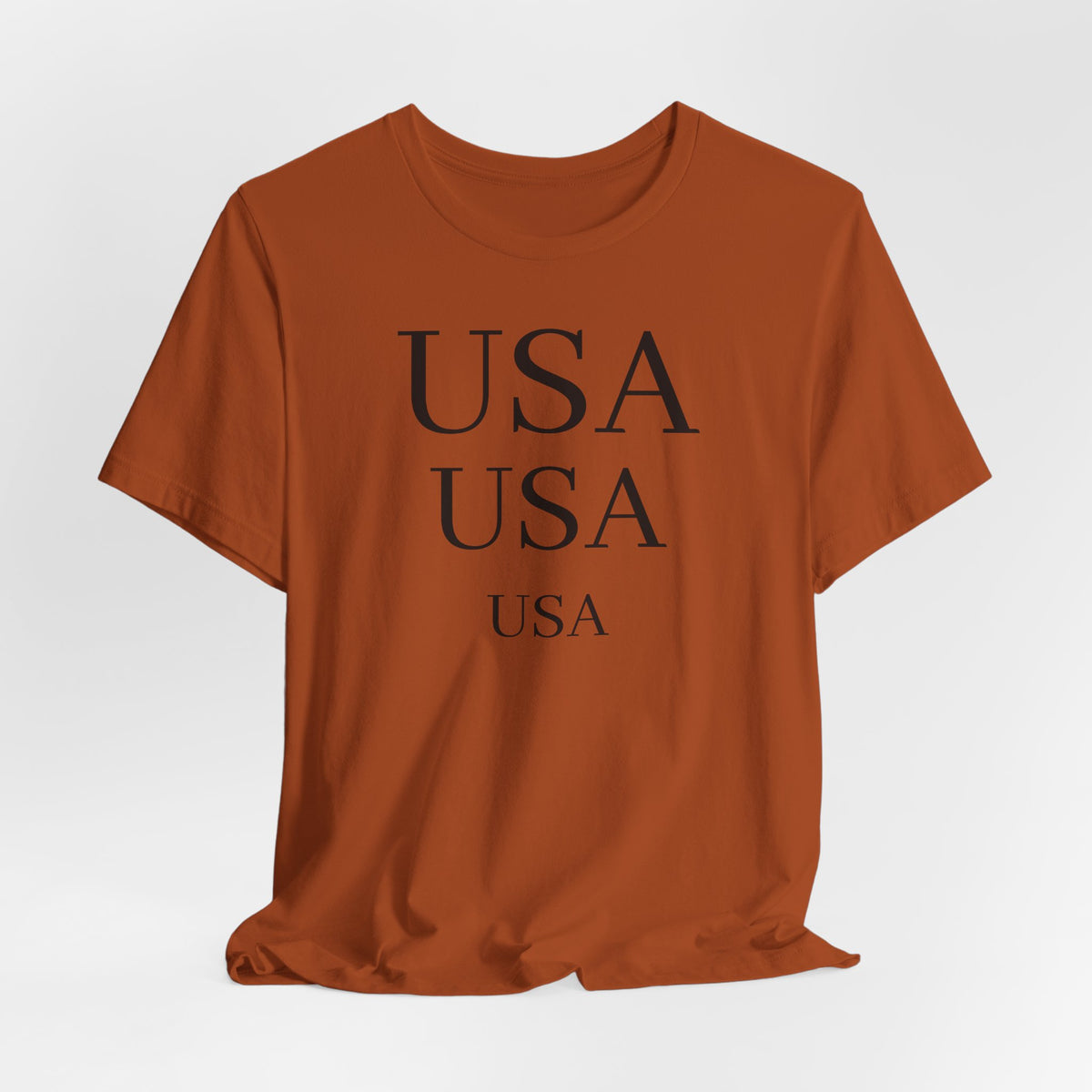 USA Minimalist Tee — Patriotic Text Graphic T-Shirt