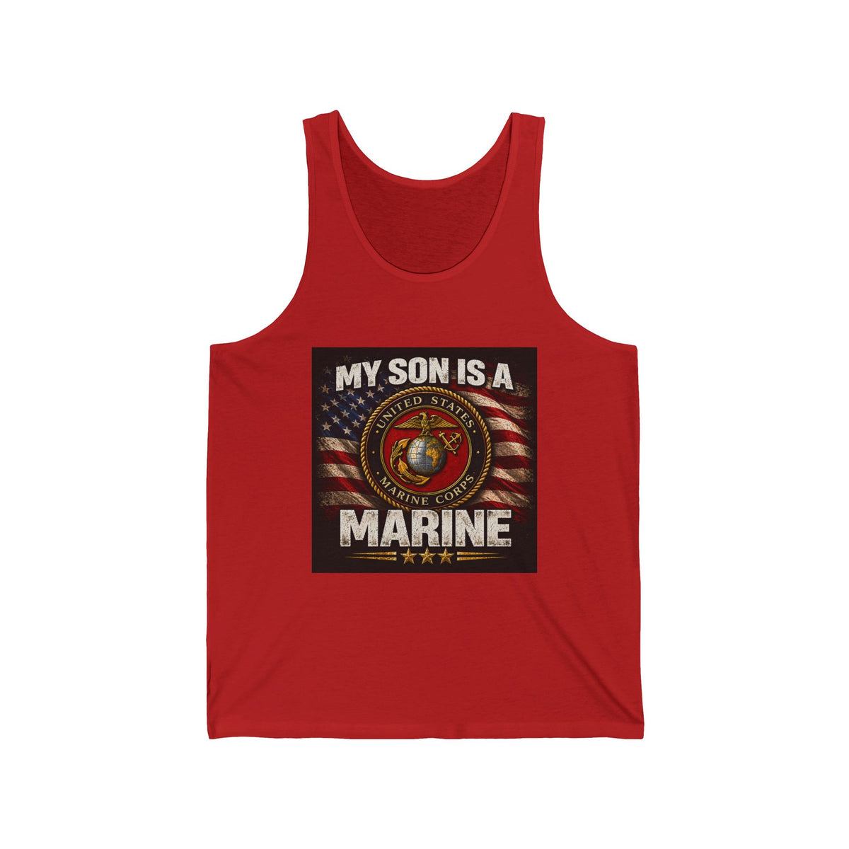 Marine Mom Tank Top — "My Son Is A Marine" Patriotic USMC Flag Design