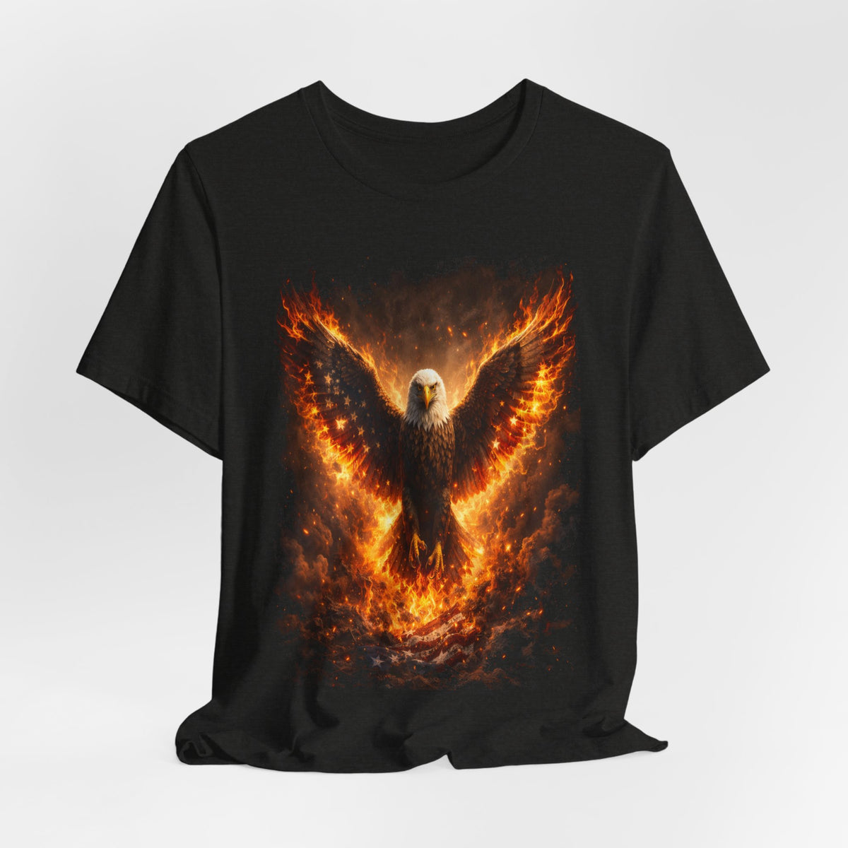 Fiery Eagle T‑Shirt — Flaming Bald Eagle Graphic Tee