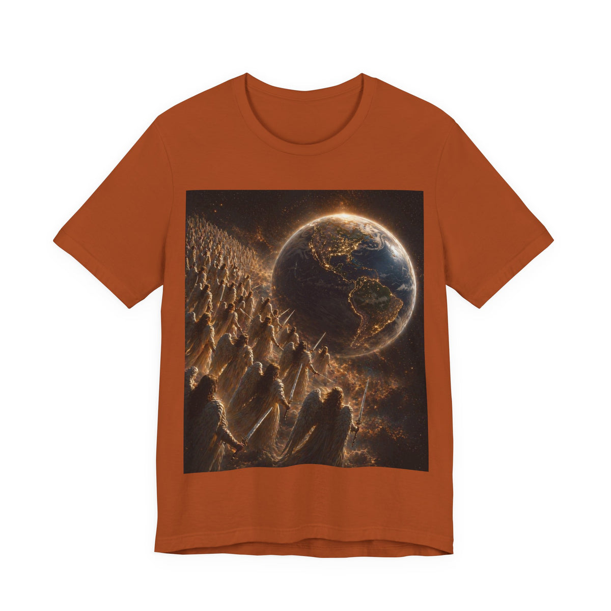 Earth Rise Graphic Tee — Glowing Planet & Mountainscape T-Shirt