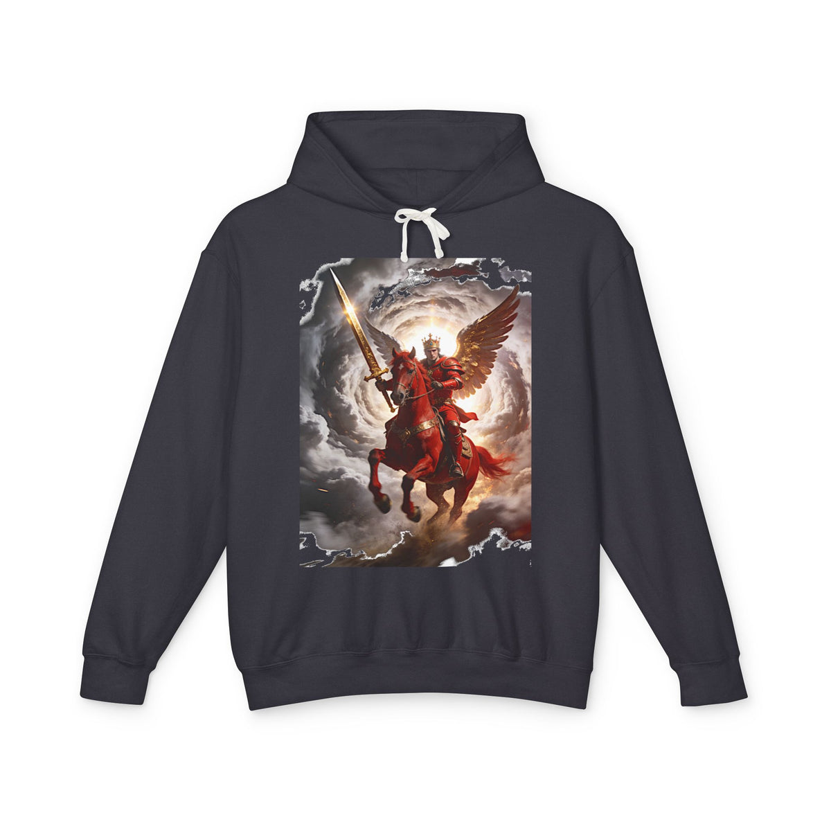 Archangel Warrior Hoodie — Saint Michael Celestial Battle Graphic Sweatshirt