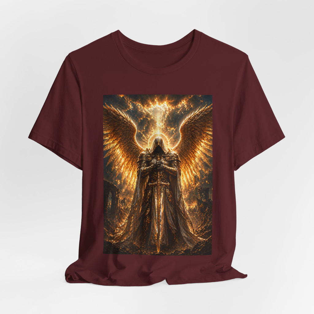 Gods Angel Warrior Graphic Tee — Golden Guardian Winged Angel T-Shirt