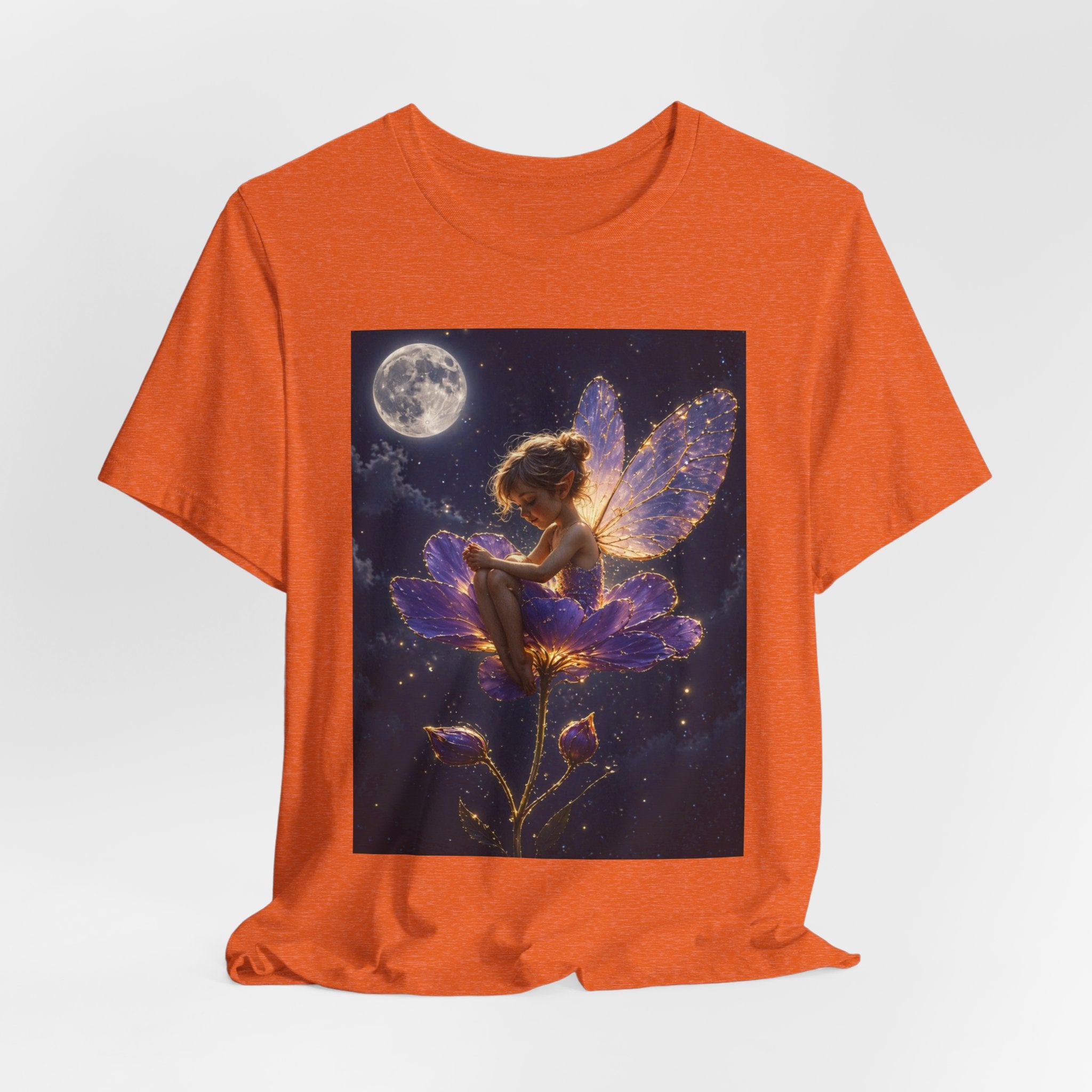 Fairy Night T-Shirt — Moonlit Fairy on Purple Flower