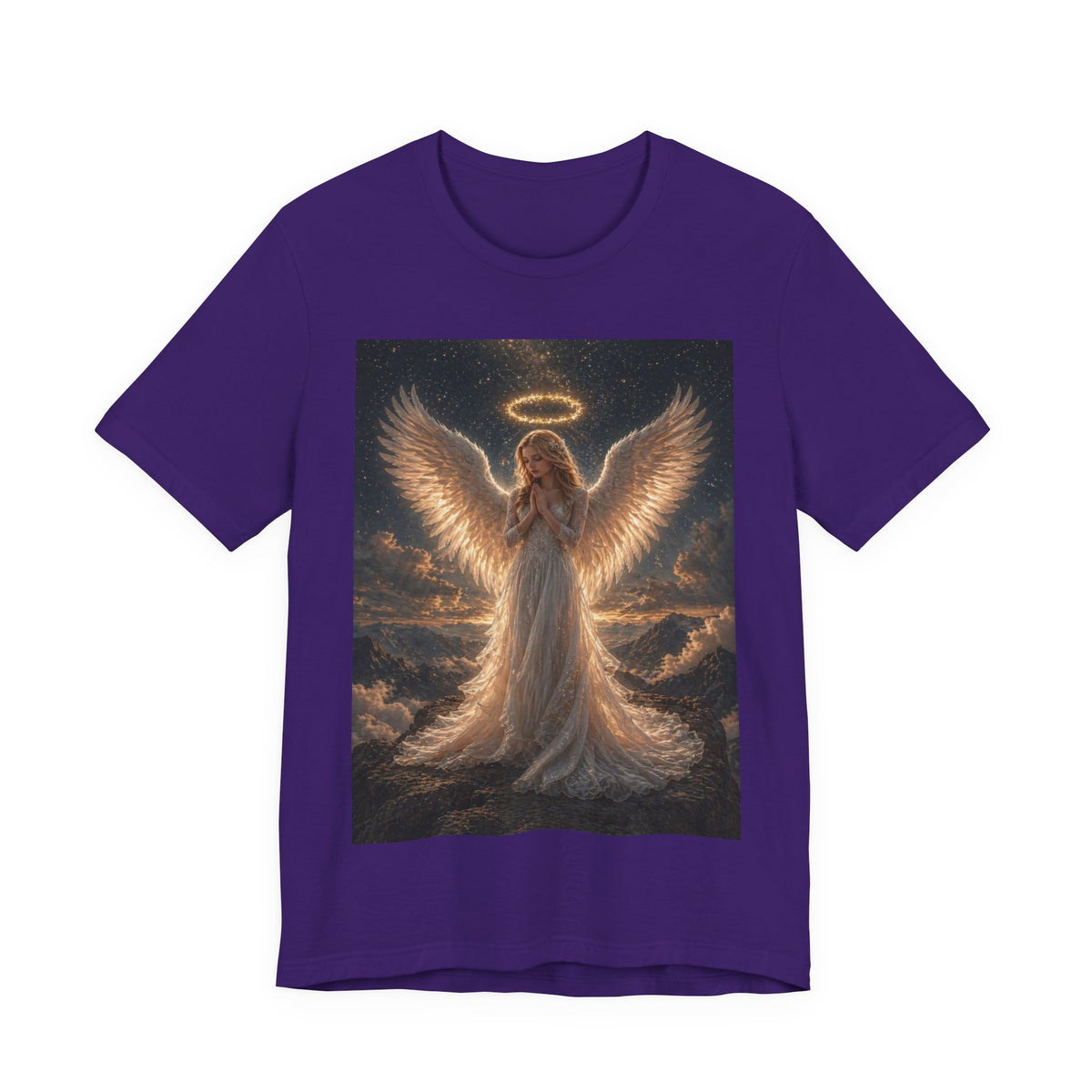 Angel Wings Graphic Tee — Glowing Halo Spiritual T-Shirt