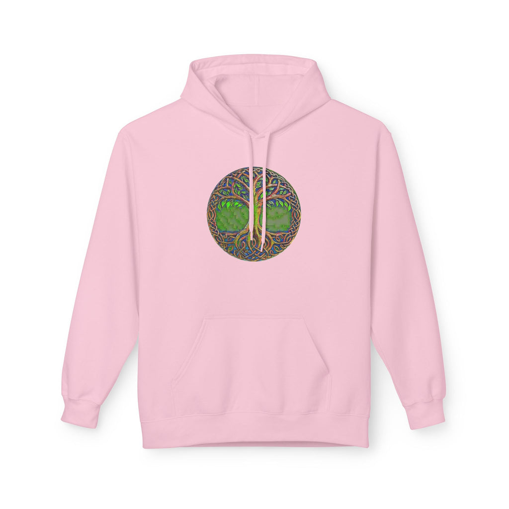 Yggdrasil Tree of Life Cotton Hoodie — Nature-Inspired Green Woodland Graphic