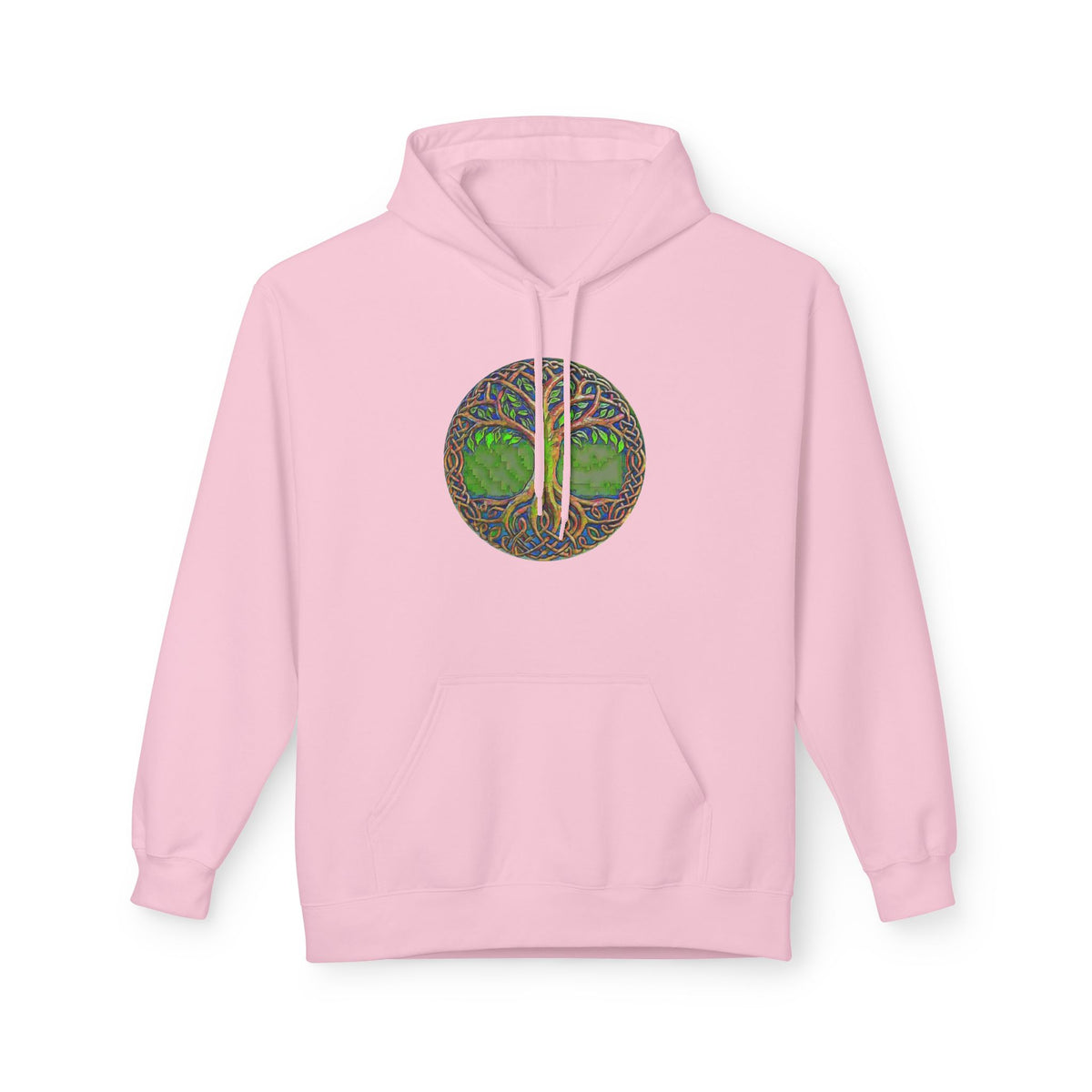 Yggdrasil Tree of Life Cotton Hoodie — Nature-Inspired Green Woodland Graphic