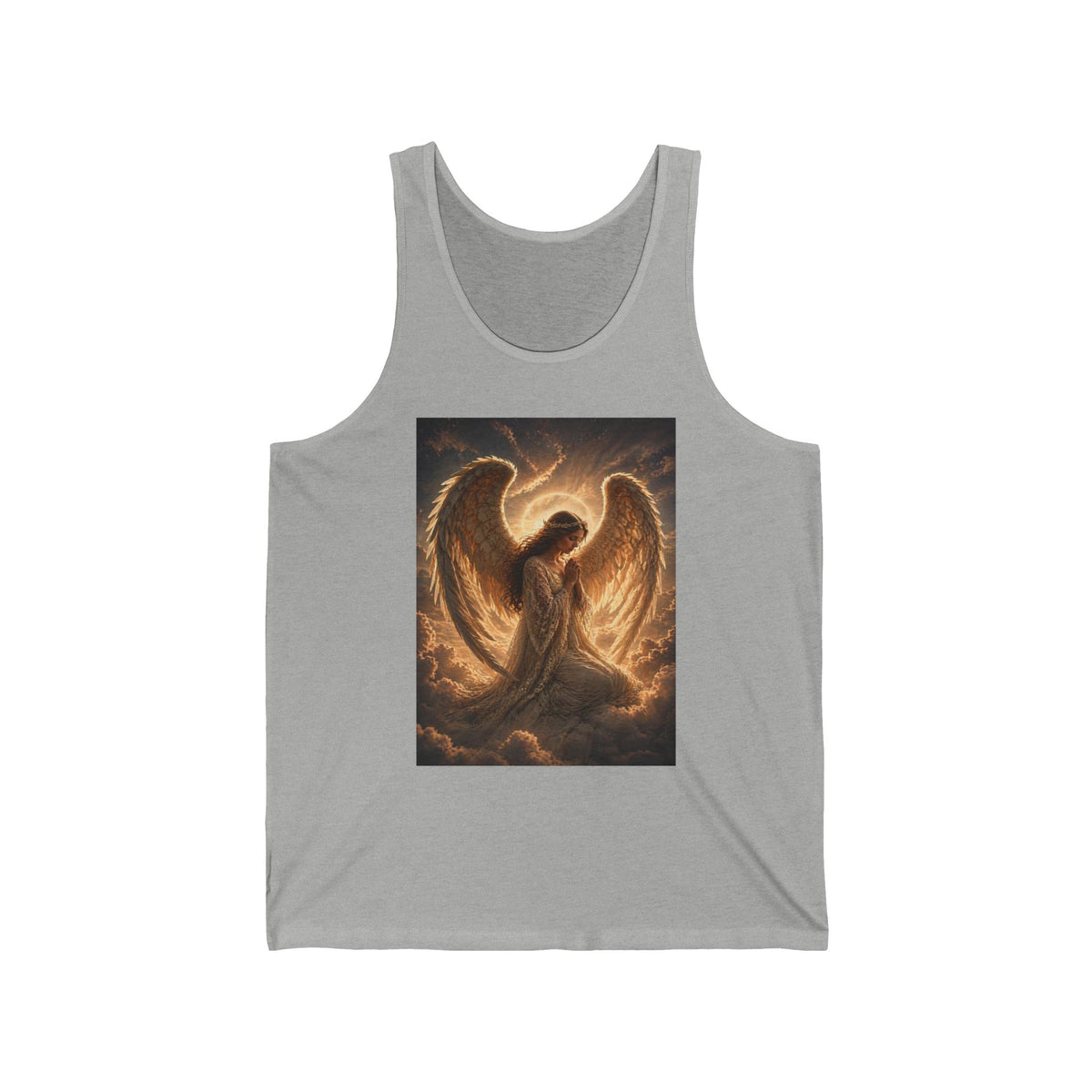 Angel Prayer Tank Top — Radiant Guardian Wings Spiritual Graphic Tank