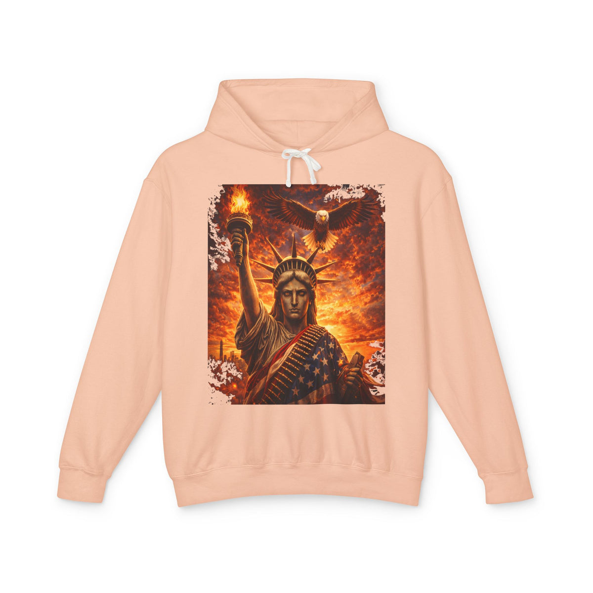Statue of Liberty Flame Graphic Hoodie — Patriot Fire Art Sweatshirt