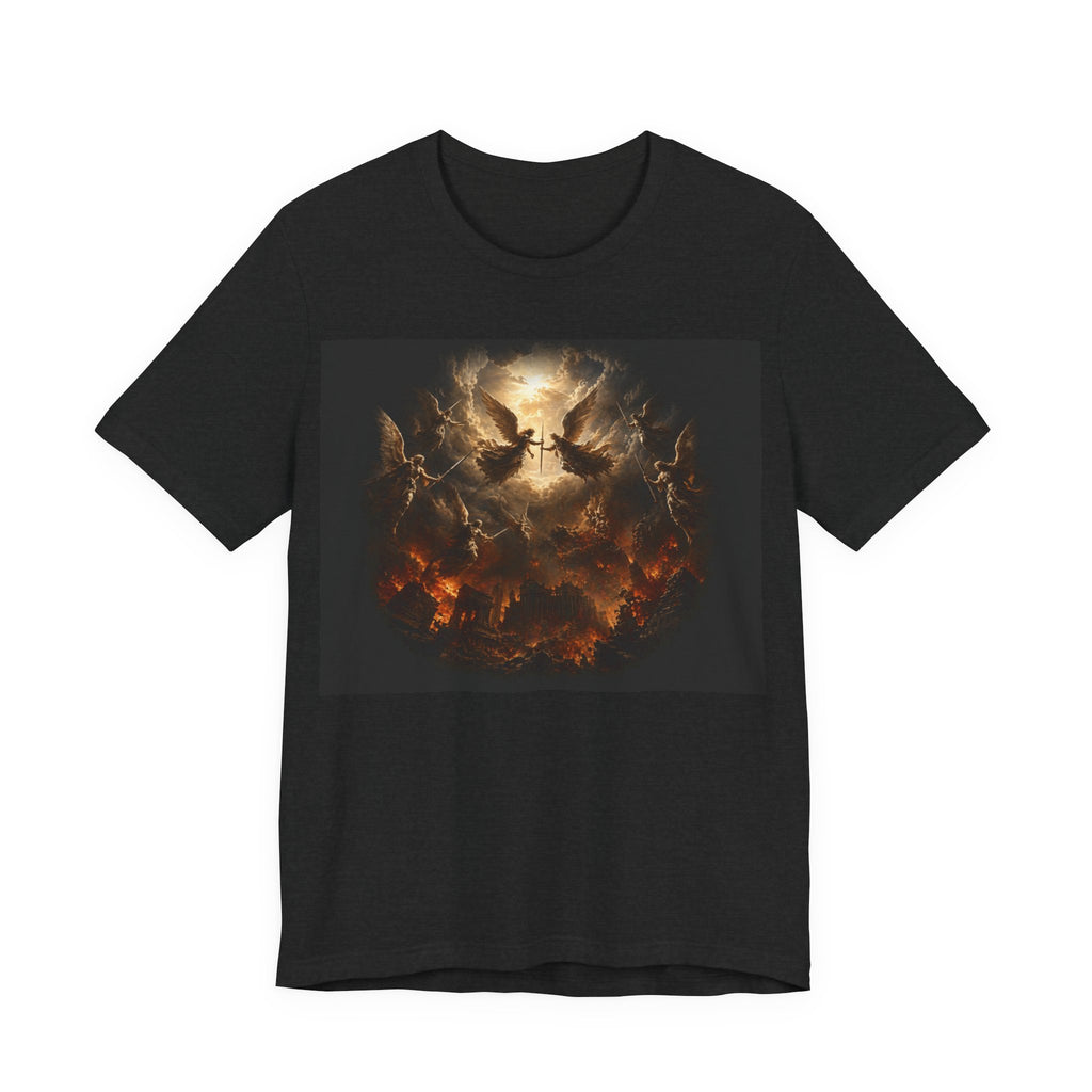 Apocalyptic Angel Graphic Tee — Fallen Skies Battle Scene T‑Shirt