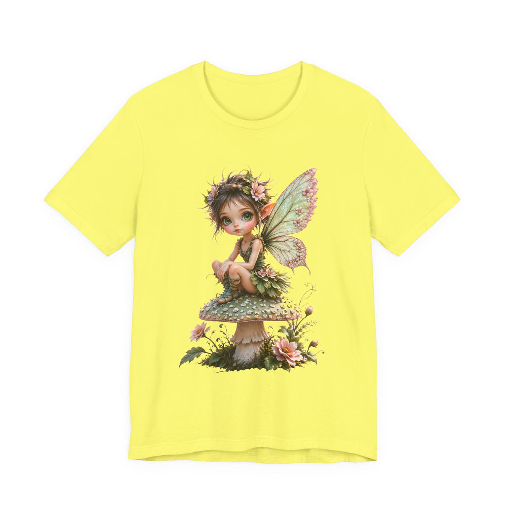 Fairy Mushroom Tee — Cute Woodland Fairy Sitting on Toadstool Graphic T-Shirt