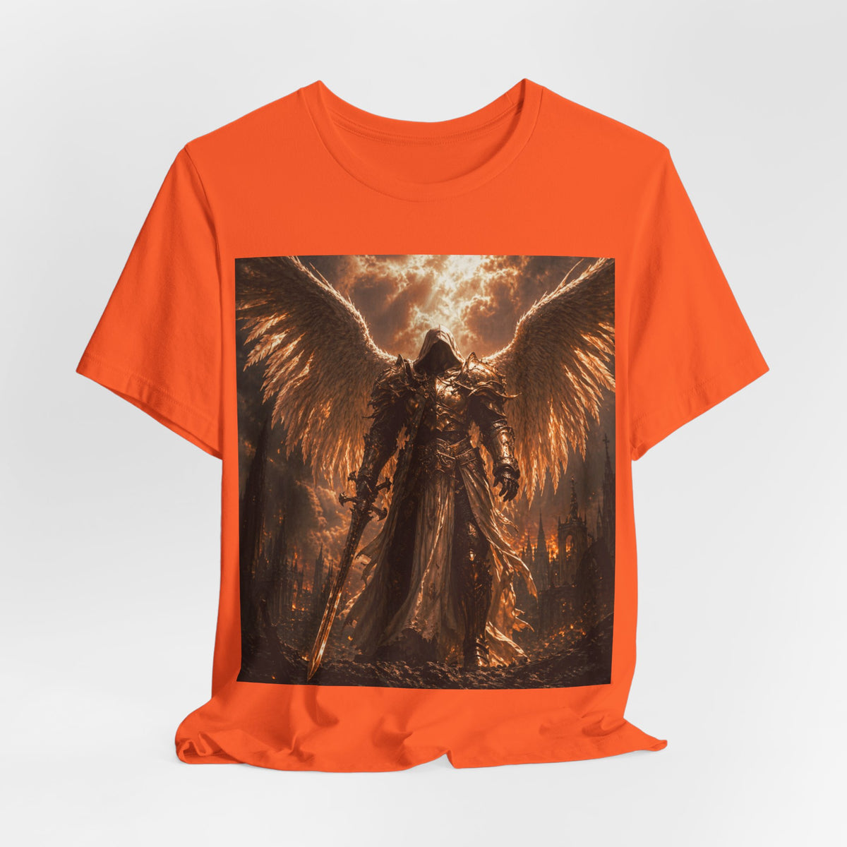 Angel of Fury Graphic Tee — Dark Fantasy Winged Warrior T‑Shirt