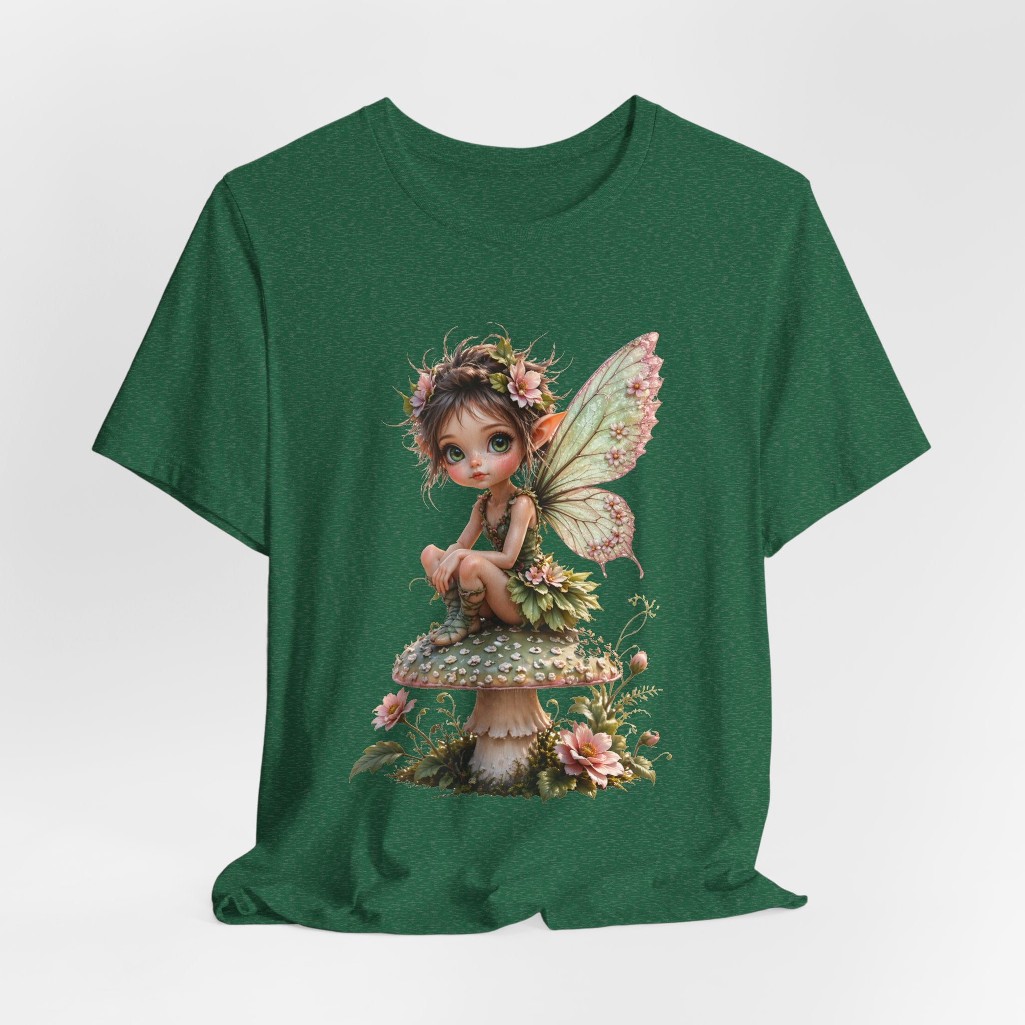 Fairy Mushroom Tee — Cute Woodland Fairy Sitting on Toadstool Graphic T-Shirt