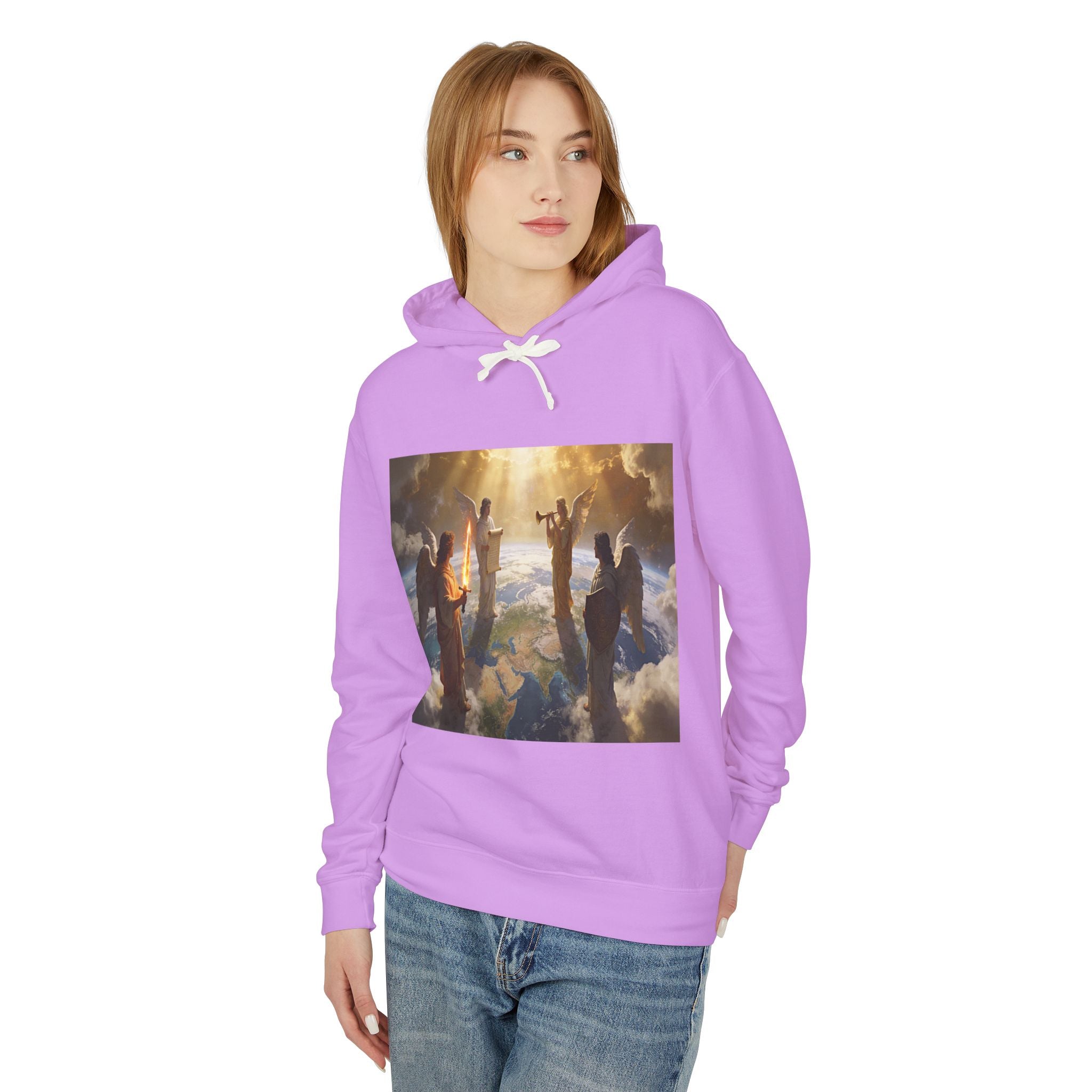 The Seven Trumpets-Angel Choir Hoodie — Heavenly Light Spiritual Graphic Pullover