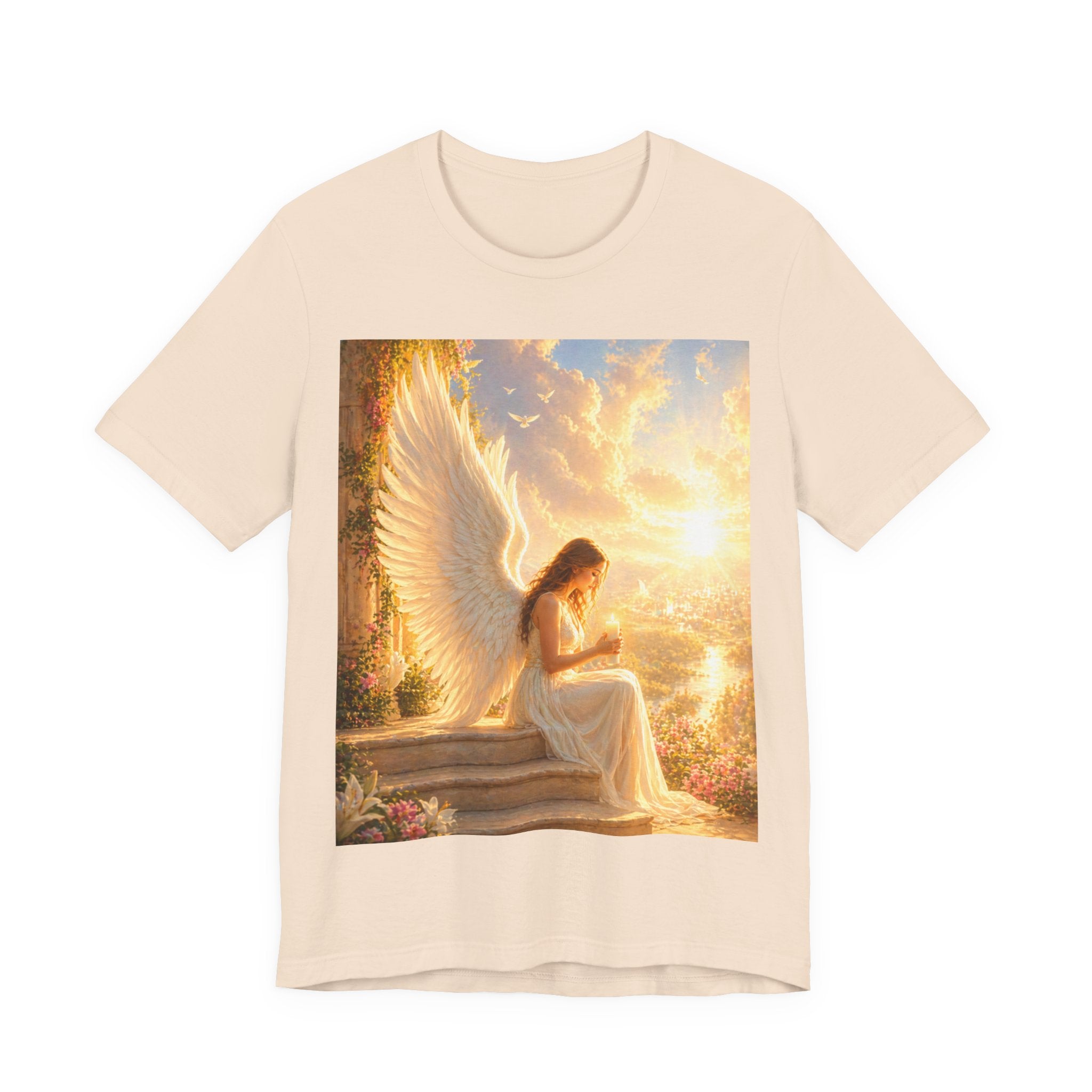 Angel Prayer T‑Shirt — Serene Winged Angel Graphic Tee for Spiritual Gifts & Memorials