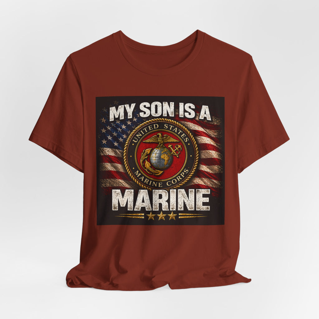 Marine Parent T-Shirt – “My Son Is A Marine” Patriotic USMC Tee